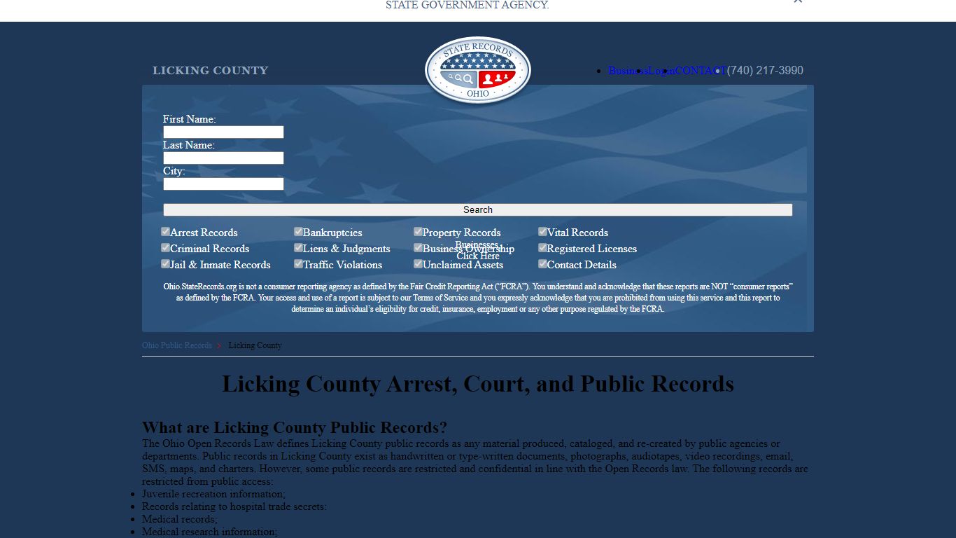 Licking County Arrest, Court, and Public Records